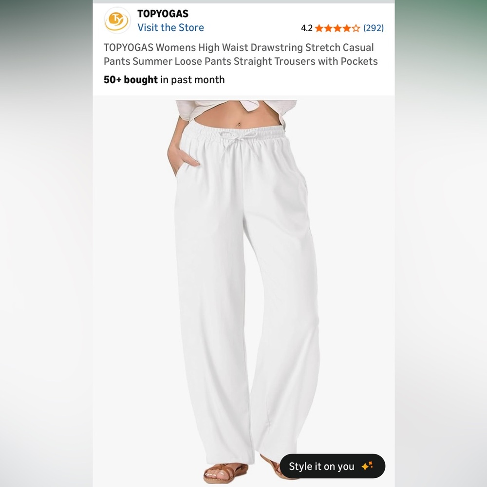 White High Waist Drawstring Pants